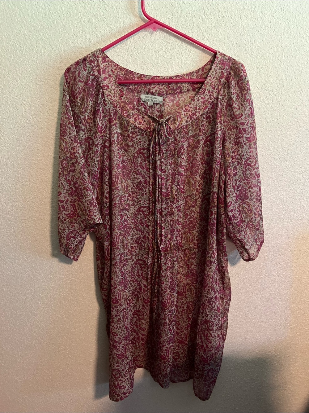 Cost Plus World Market Pink Paisley Tunic Top Size L/XL